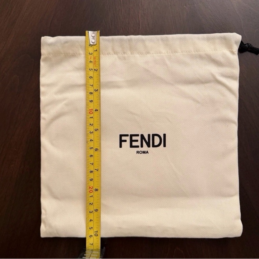Fendi Roma Drawstring Dust Bag - Cream with Black Logo 10”x10”